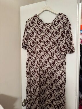 Melrose and Market Brown and Cream Patterned Midi Dress